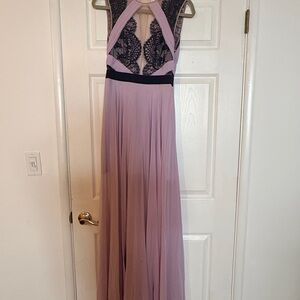 Lace Bodice Halter Evening Gown in Dusty Rose